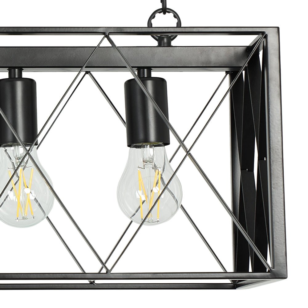 Depuley 4-Light Farmhouse Kitchen Island Pendant Lighting - Industrial Black Chandelier with Metal Frame for Dining Room, Living Room & Restaurant | E26 Bulbs Included | Perfect for Rustic Home Decor & Commercial Spaces