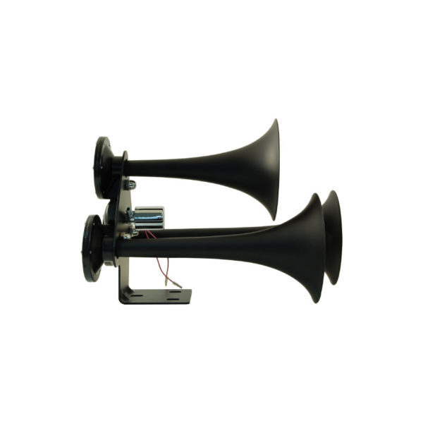 Black Triple Train Air Horn Kit for Trucks - 12V & 24V Heavy Duty OTH 1430CZ BK - Perfect for Semi Trucks, Emergency Vehicles & Off-Roading