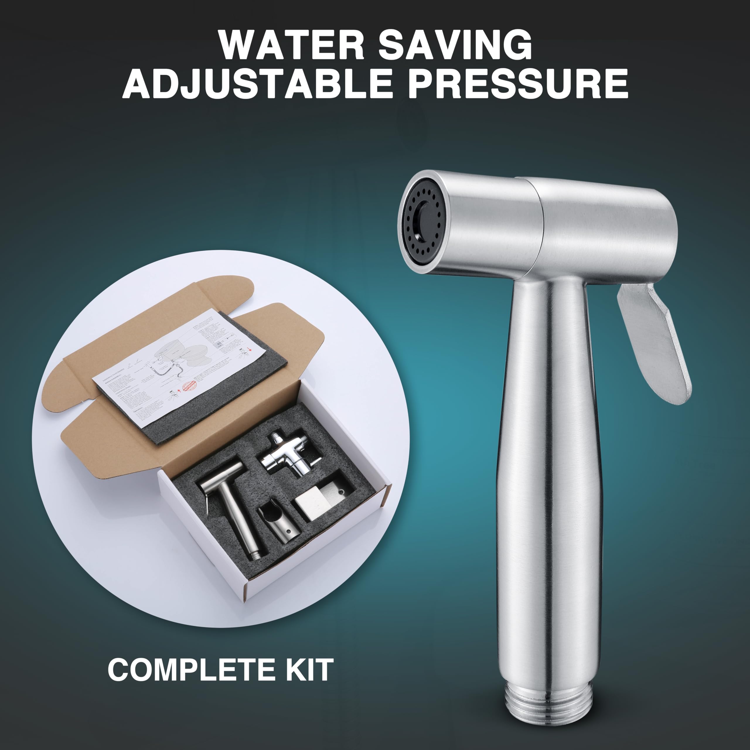 VIVIXA Adjustable Handheld Bidet Sprayer for Toilet - Stainless Steel Bidet Jet Spray Shower with Rear & Feminine Wash - Perfect for Personal Hygiene, Cloth Diaper Cleaning, and Pet Shower - Ideal for Bathroom, Baby Care, and Pet Grooming