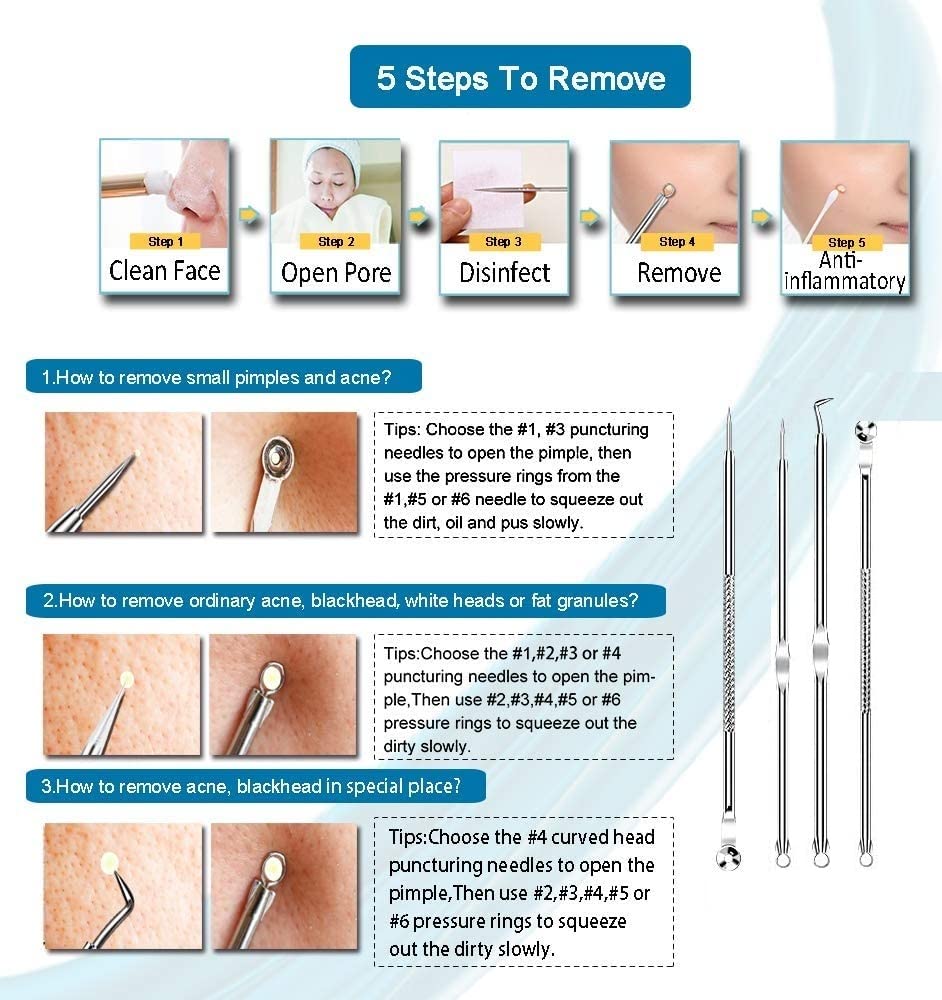 Eltihr 4-Piece Acne Needle Tool Set - Stainless Steel Blackhead & Pimple Remover Kit with Comedone Extractor & Tweezers for Blemish Treatment - Perfect for Home Skincare & Facial Care