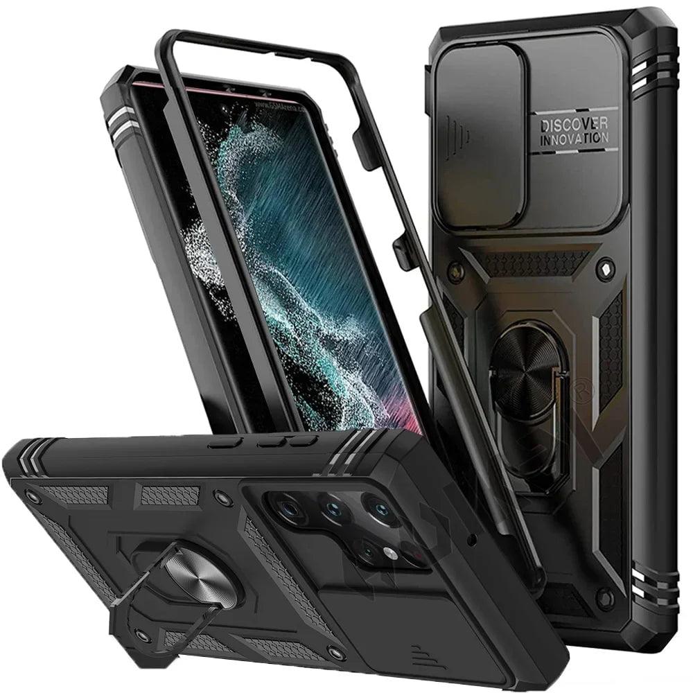 Samsung Galaxy S24 Plus Heavy Duty Phone Case with Ring Kickstand - Perfect for Hands-Free Viewing, Gaming, and Video Calls