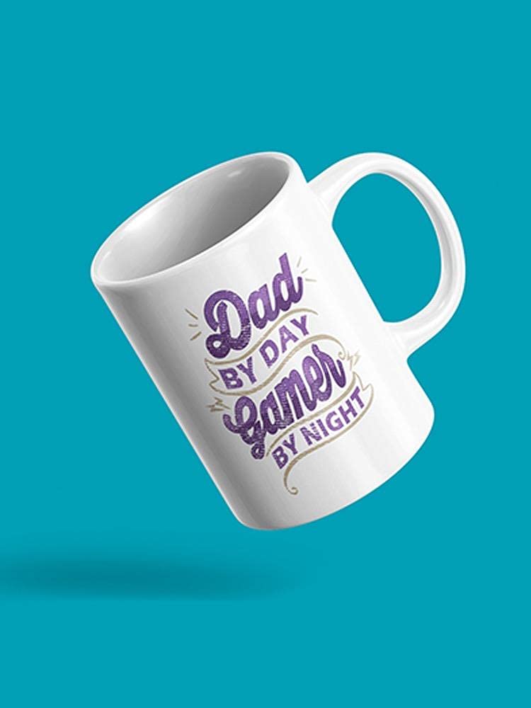 Smartprints Dad By Day Gamer By Night Coffee Mug - Funny Unisex Ceramic Cup for Office, Home & Gaming - Perfect Gift for Dads & Gamers