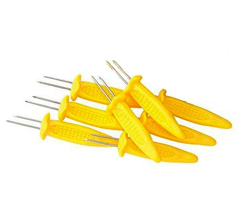 Chef Master Corn Cob Holders - 8 Pack Yellow Corn on the Cob Forks for BBQ, Picnics & Summer Parties - Perfect for Grilling, Camping & Outdoor Dining