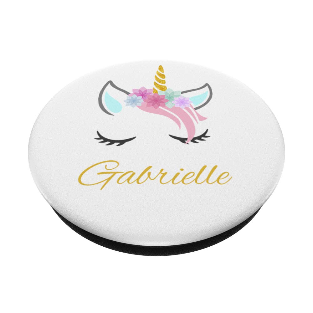 Personalized Gabrielle Name Unicorn PopSockets Phone Grip & Stand - Custom White Unicorn Design for iPhone, Samsung & Tablets - Perfect Gift for Girls, Kids & Unicorn Lovers (Home, Office, Travel Use)