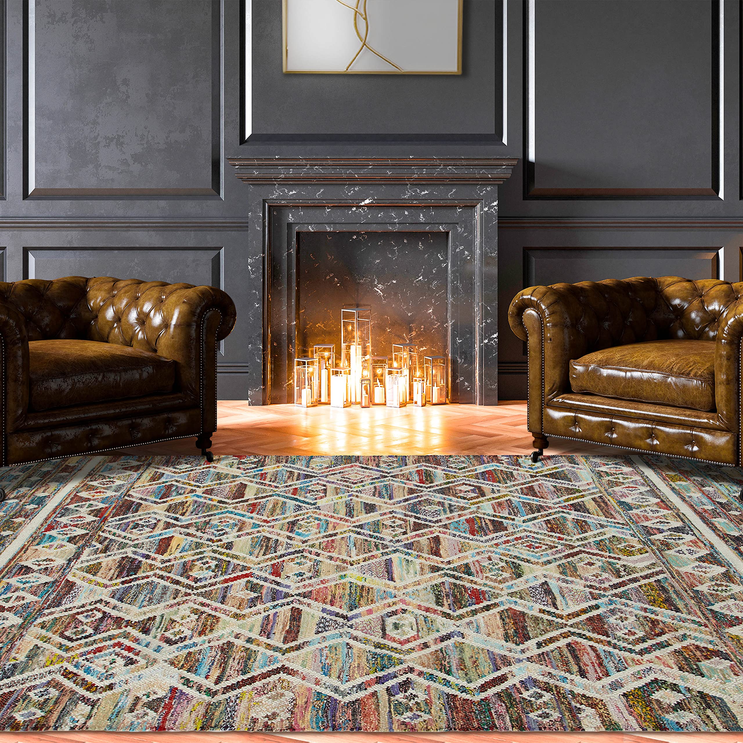 Premium 5' x 8' Multicolor Area Rugs for Living Room, Bedroom & Dining Room - Soft, Durable & Stain-Resistant Home Decor