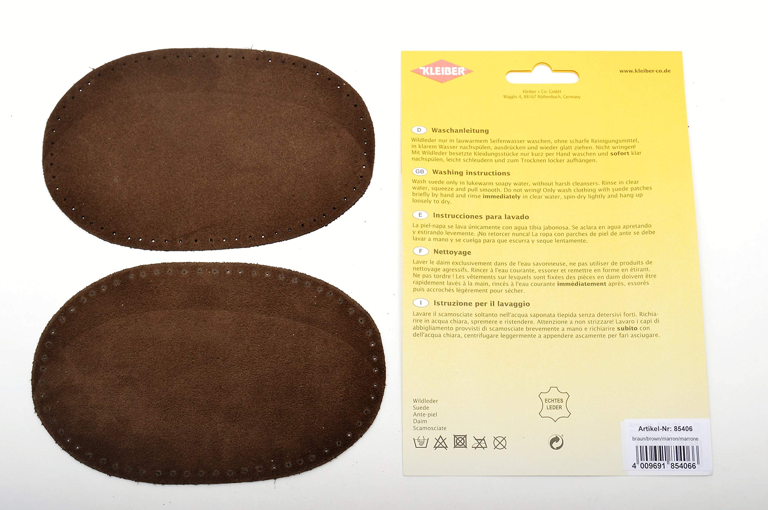 Kleiber Large Suede Sew-on Trouser & Arm Patches - Premium Brown Leather Embroidered Badges for DIY Jacket, Jeans & Uniform Customization | Perfect for Bikers, Military & Fashion Upgrades