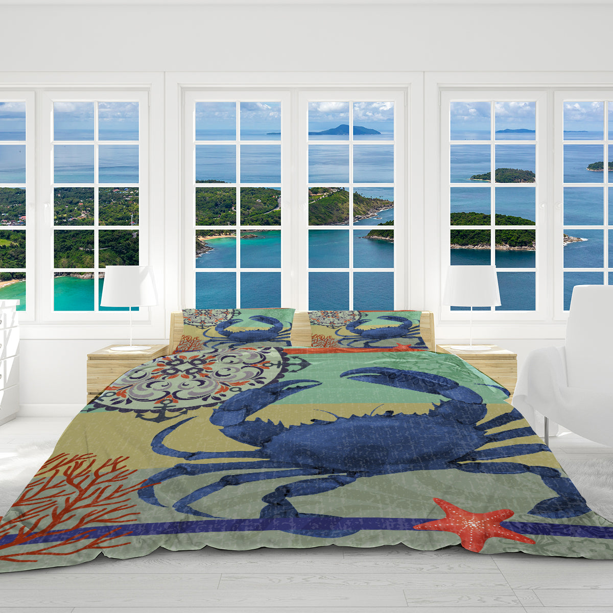 Reversible Crab Passion Bedspread Set - Soft & Stylish Quilted Comforter Cover for Bedroom Decor - Perfect for Guest Rooms, Dorms, and Cozy Home Styling