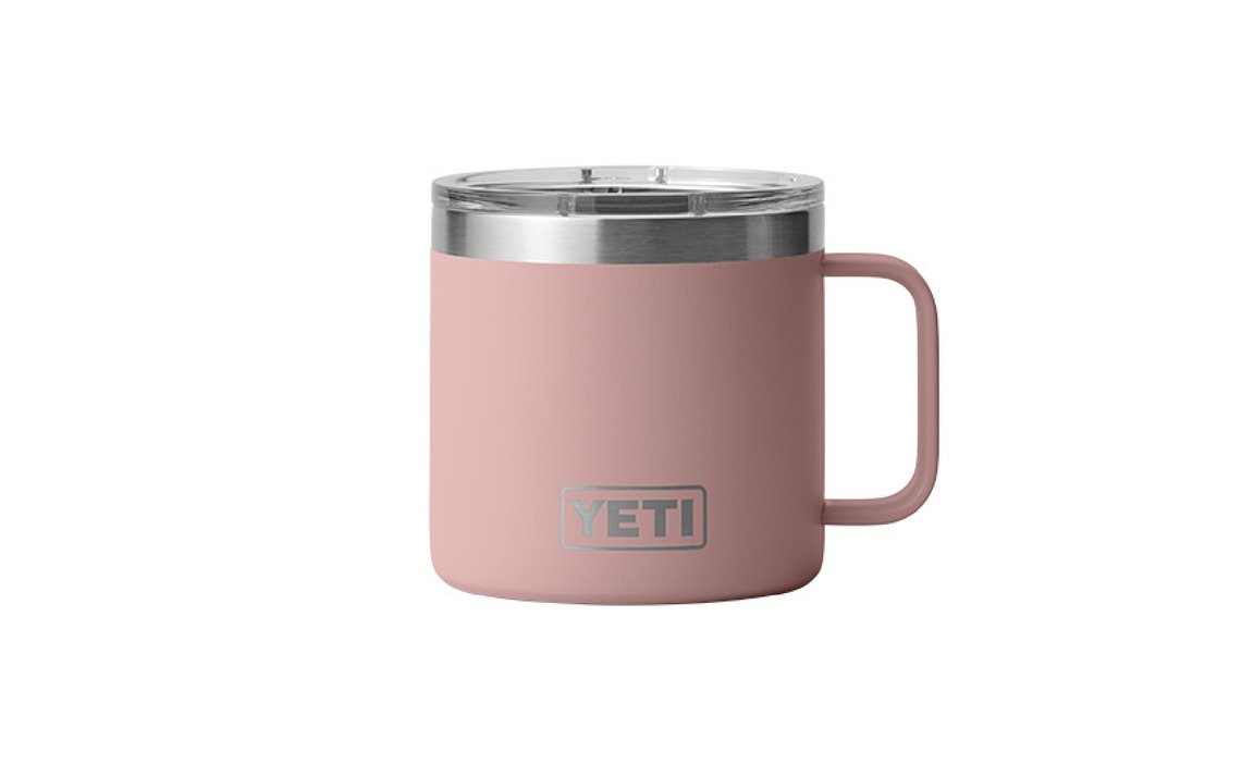 Yeti Rambler 14 oz Stainless Steel Insulated Mug - Sandstone Pink | Keeps Drinks Hot or Cold | Perfect for Coffee, Tea, Camping & Office Use