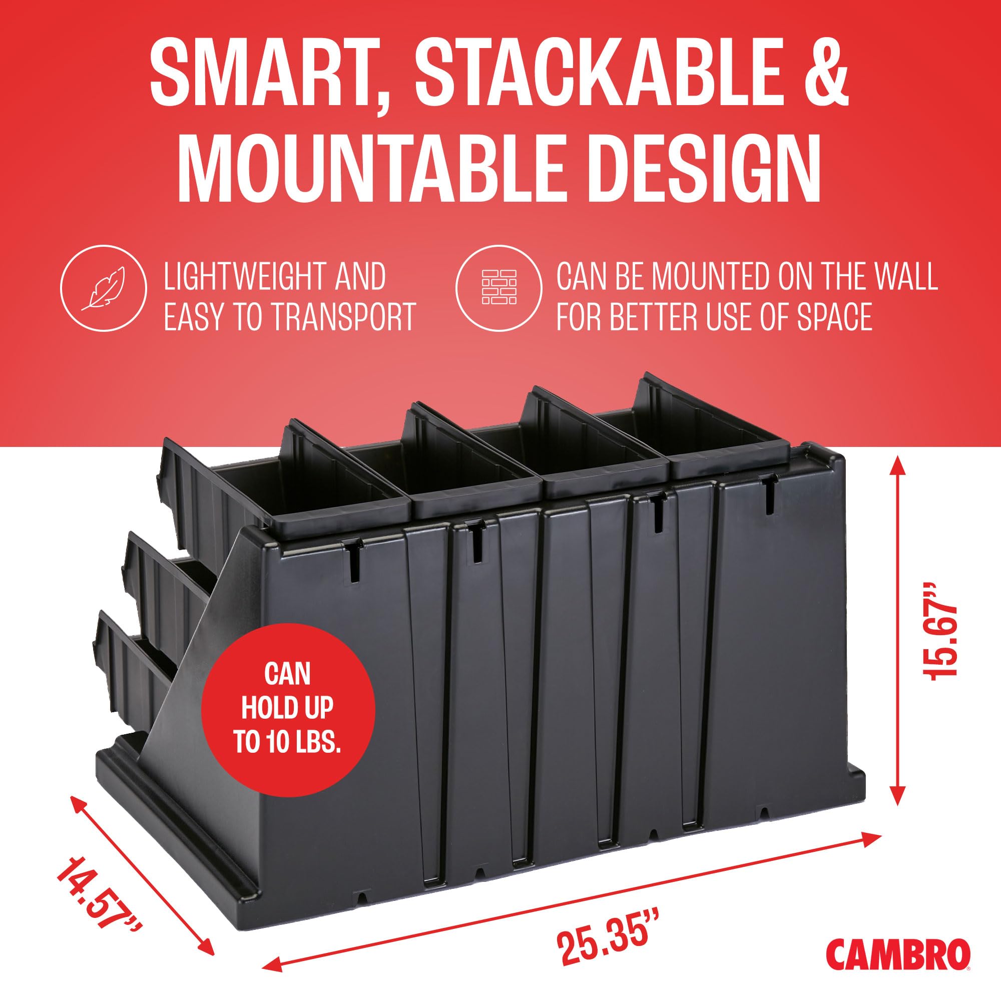 Cambro Versa Self Serve Condiment and Utensil Storage Bin - 12 Compartment Organizer for Food, Coffee, and Kitchen Supplies (Black) - Perfect for Restaurants, Cafes, and Home Kitchens