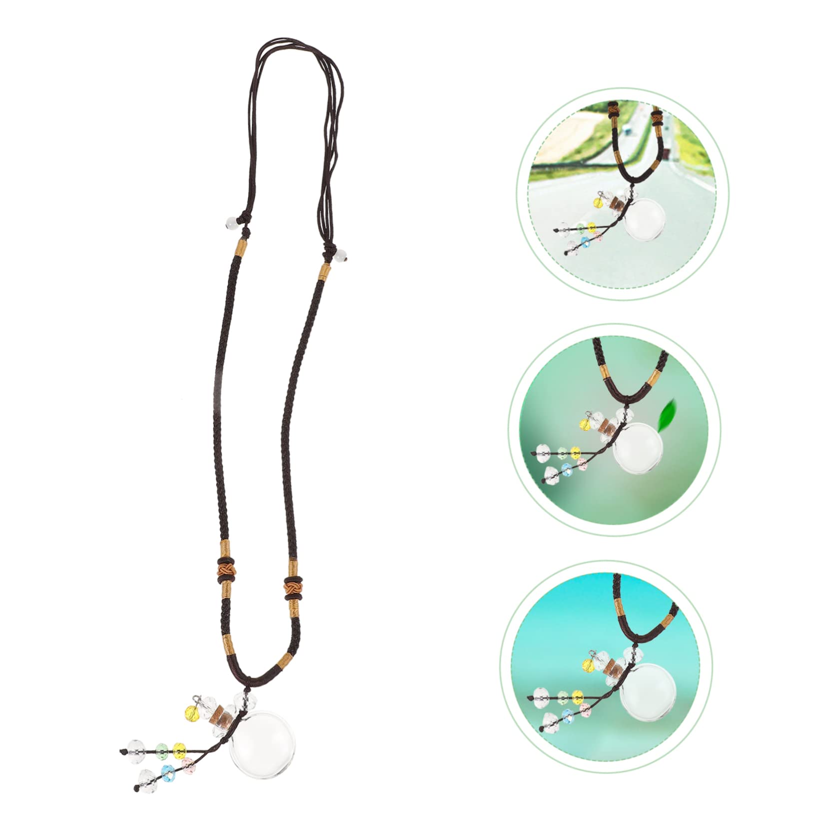 Minkissy 5-Piece Essential Oil Bottle Necklace Set - Glass Pendant Diffuser for Car & Personal Aromatherapy - DIY Charm Amulet for Relaxation, Stress Relief & Home Fragrance