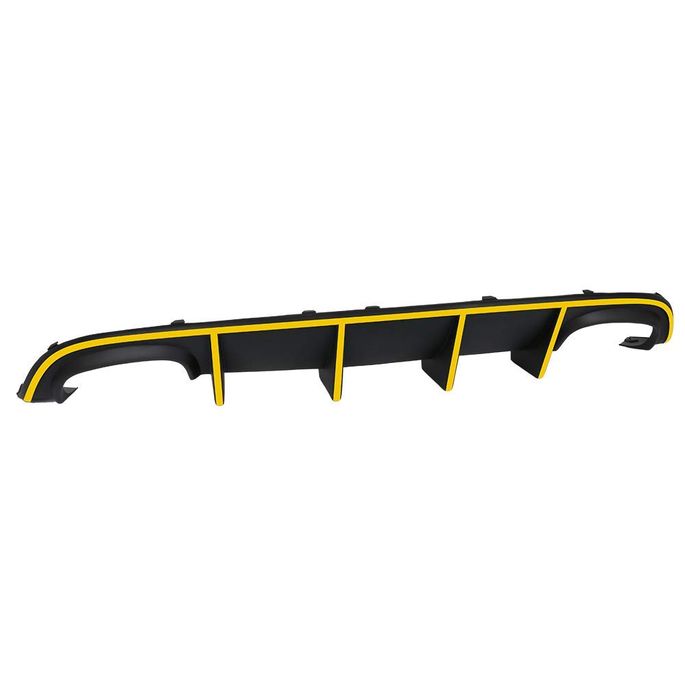 IKON MOTORSPORTS Front Bumper Lip Spoiler & Rear Diffuser for 2015-2023 Dodge Charger SRT | Quad Exhaust Design with Yellow Reflective Tape | Aggressive Styling Upgrade for Street & Track Performance