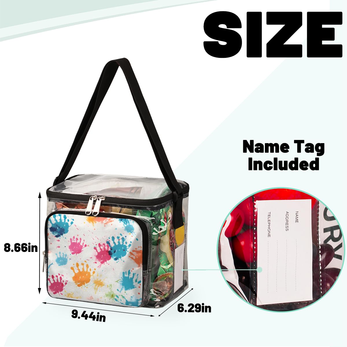 Vibrant Hand-Painted Clear Tote Bag with Handles - Transparent Crossbody Shoulder Bag for Lunch, Beach & Outdoor Activities | Perfect for Travel, Picnics, Concerts & Sports Events | Stadium Approved Multipurpose Carryall