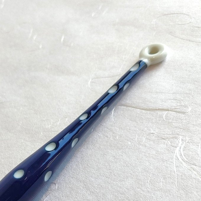 Japanese Glass Dip Pen - Hizen Yoshida Yaki Full Polka Dots Pattern Body for Calligraphy & Art | Perfect for Lettering, Sketching & Watercolor Painting