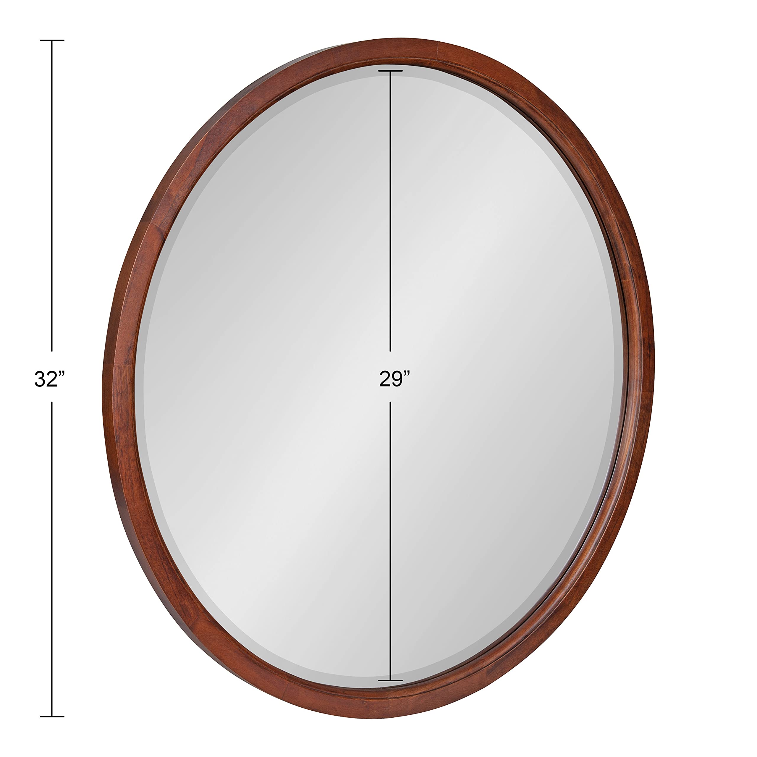 Kate & Laurel Hogan Farmhouse Round Wall Mirror - 32 Inch Diameter Walnut Brown - Modern Decorative Mirror for Living Room, Bedroom, Entryway & Home Decor