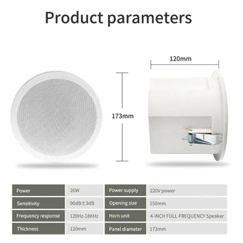 Desikixudy Built-in Amplifier Full Range Bluetooth Ceiling Speaker for Home Theater & Background Music - Easy Installation & Use - Perfect for Living Rooms, Kitchens, and Commercial Spaces