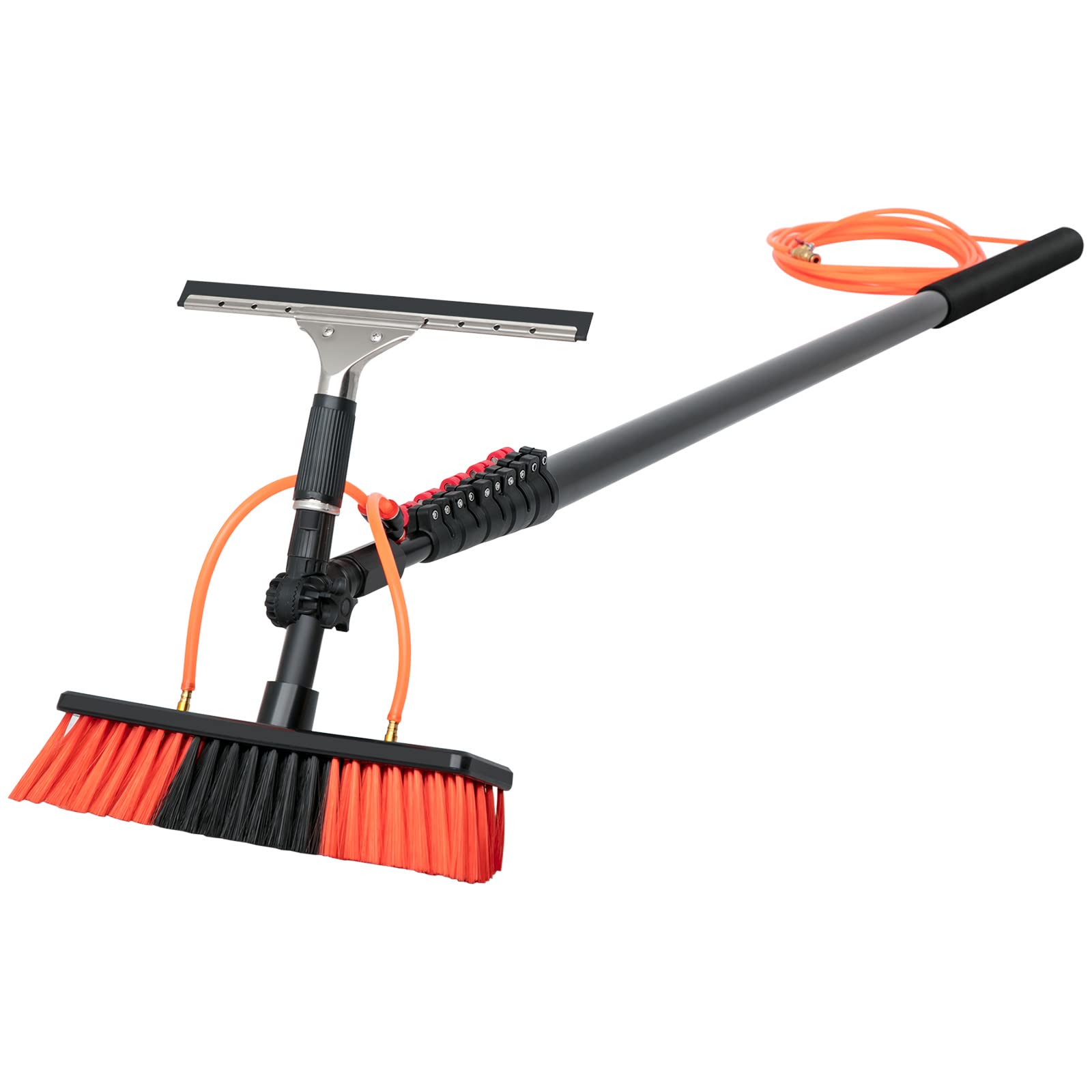 Happybuy 20ft Water Fed Pole Window Cleaning Kit with Squeegee & 23' Hose - 3-in-1 Aluminum Extension Pole for Outdoor Windows, Solar Panels - Professional 6m Water Fed Cleaning System for High Rise Buildings & Hard-to-Reach Areas