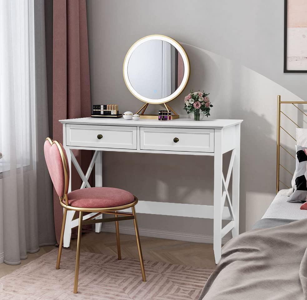 White Computer Desk with 2 Drawers - 42