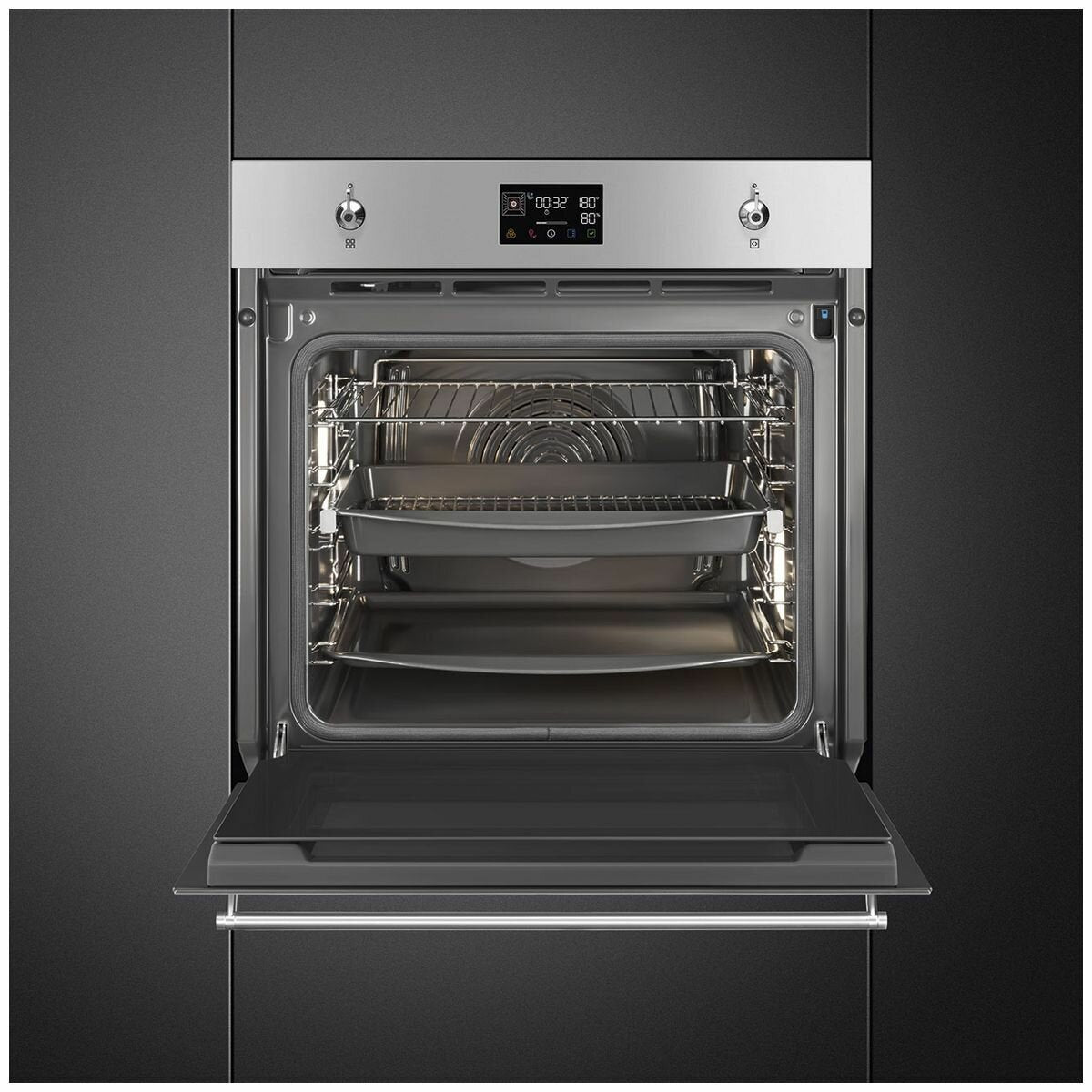 Smeg 60cm Classic Pyrolytic Steam Oven with Probe Stainless Steel SOPA6302S2PX - Professional Built-in Oven for Home Baking, Roasting & Steam Cooking - Perfect for Kitchens, Restaurants & Bakeries