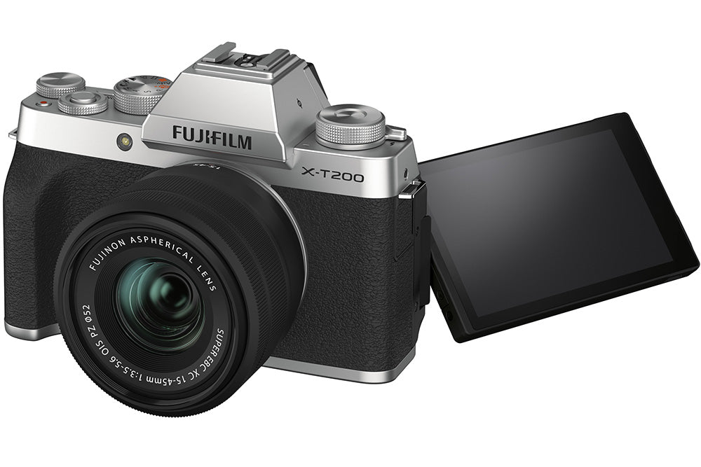 FUJIFILM X-T200 Mirrorless Digital Camera with XC15-45mm Lens Kit (Silver) - Perfect for Travel Photography & Vlogging