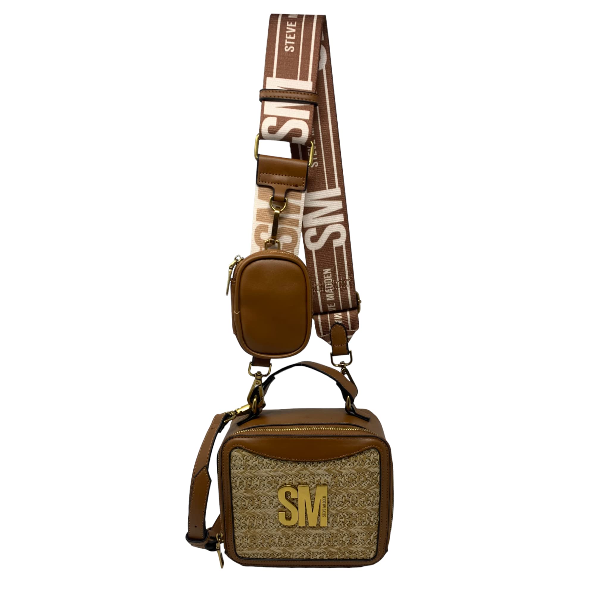 Steve Madden BElizza Convertible Crossbody Bag in Cognac Brown - Stylish Convertible Shoulder Bag for Women, Perfect for Work, Travel & Everyday Use