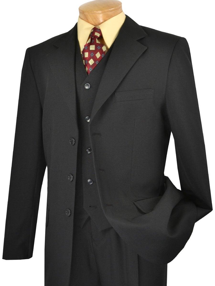 Classic Men's 3-Piece Single Breasted Suit in Black | Formal Business Attire for Weddings, Office & Special Occasions