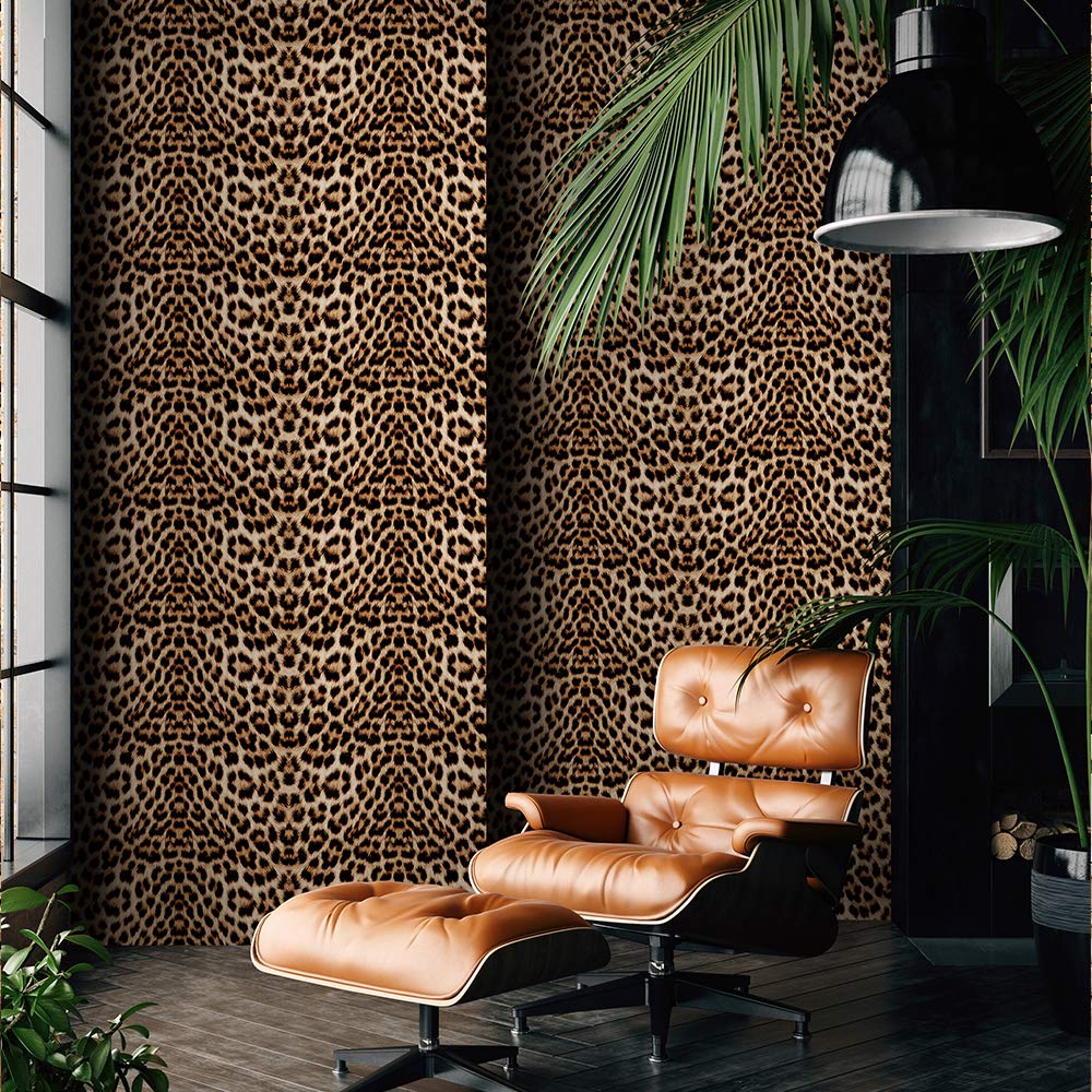 Leopard Print Contact Paper - Self-Adhesive Cheetah Wallpaper for Walls, Cabinets & Furniture - Easy Peel & Stick Animal Print Wall Decal for Home Decor, DIY Projects & Nursery Accents