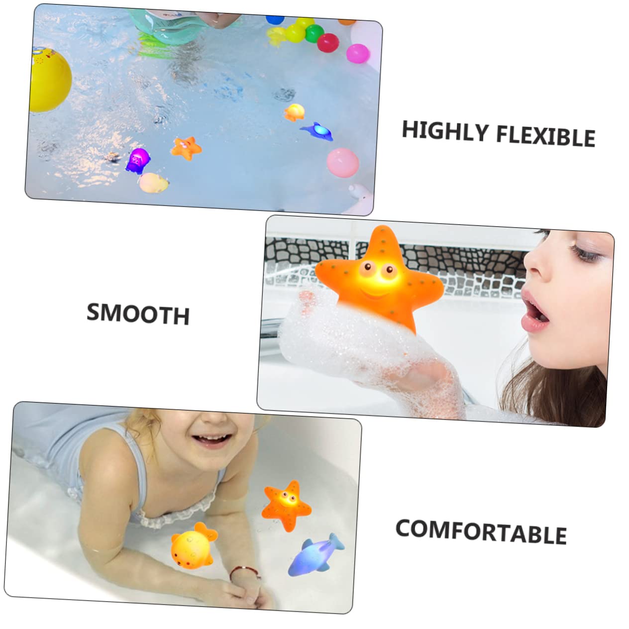 DRESSOOS 5-Piece Bath Toys Set - Light Up Floating Vinyl Bathtub Toy Holder Basket for Kids | Fun Bath Time & Pool Play Accessories