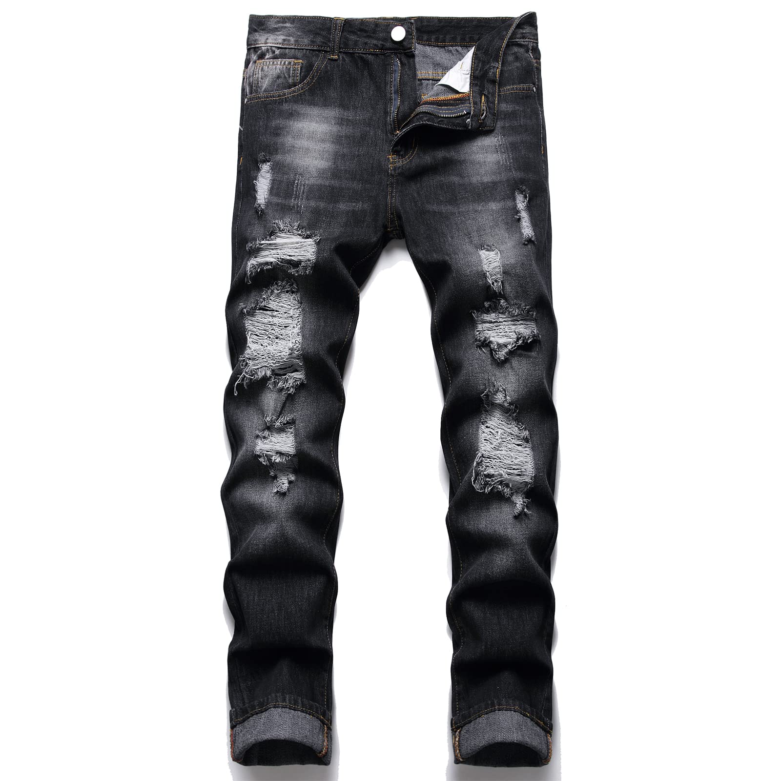 CRXRYRZ Men's Ripped Jeans - Distressed Slim Fit Straight Leg Denim Pants for Casual Wear | Perfect for Street Style, Parties & Everyday Outfits