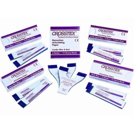 Crosstex TPTH Articulating Paper - Thick Blue Dental Bite Paper (Pack of 12) - Ideal for Occlusal Analysis & Dental Check-Ups