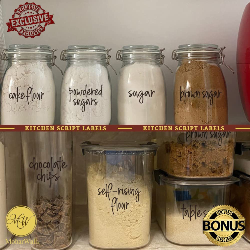 Kitchen Labels for Containers - 120 Pcs Waterproof Food Organization Stickers with Numbers for Canisters, Jars & Seasoning | Perfect for Pantry Organization, Meal Prep & Home Edit