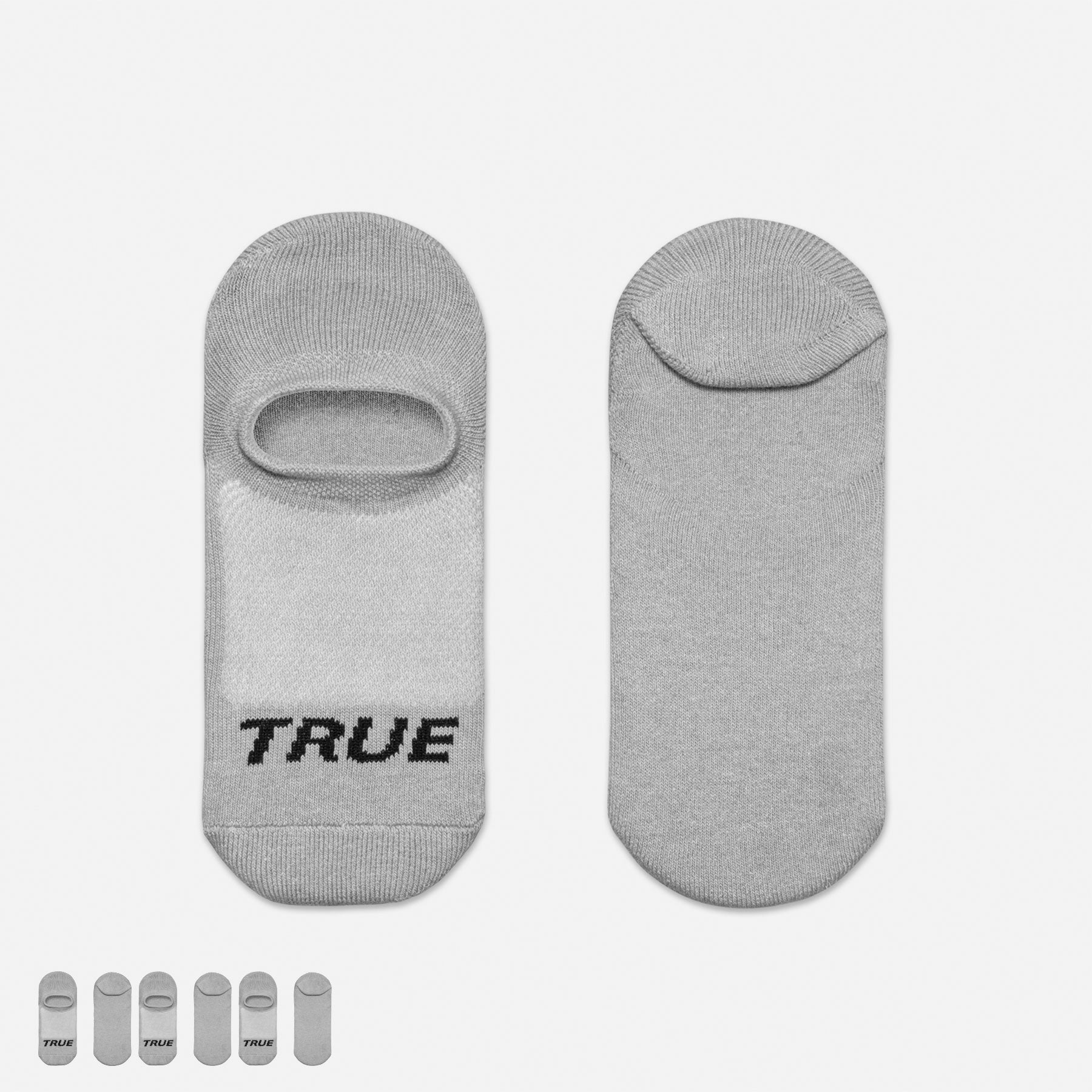 TRUE Performance No Show Socks 3 Pack - Breathable Anti-Slip Invisible Socks for Men & Women | Gym, Running, Casual Wear | Grey