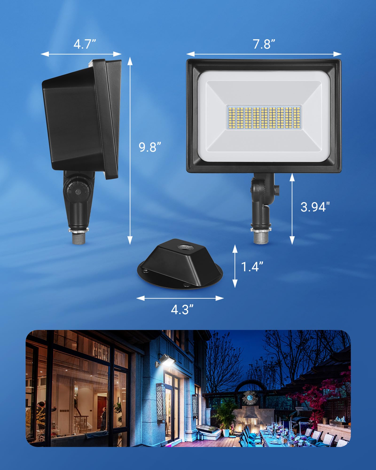 DEWENWILS 2-Pack 65W LED Flood Light Outdoor, IP65 Waterproof 6670 Lumen Super Bright (500W Halogen Equivalent) Adjustable Knuckle Mount Security Light, 5000K Daylight White - Perfect for Yard, Garage, Garden, Driveway & Backyard Lighting - UL Listed