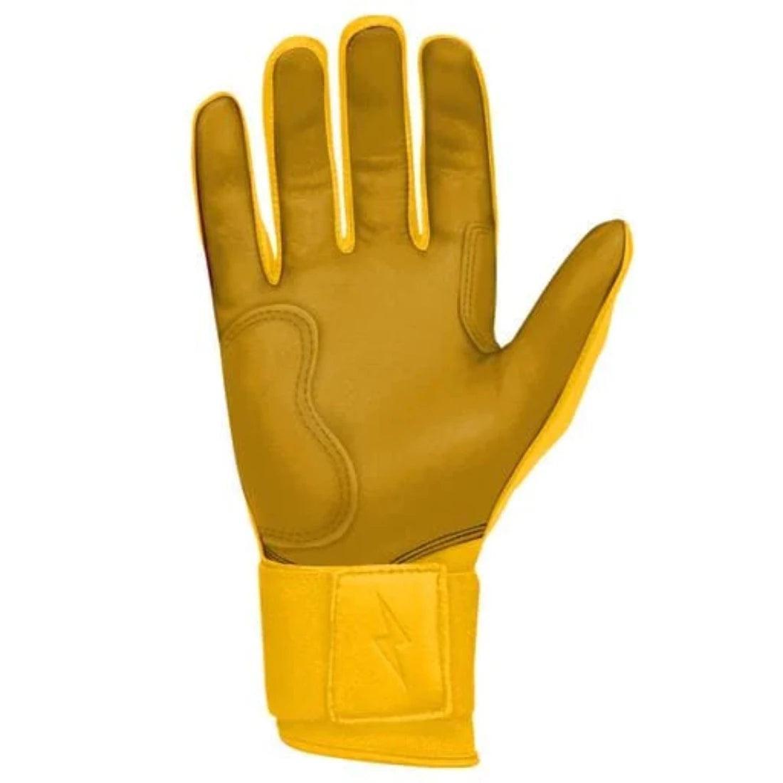Bruce Bolt PREMIUM PRO Long Cuff Batting Gloves for Baseball & Softball - Yellow | Durable Grip & Wrist Support | Perfect for Training, Games & Practice Sessions