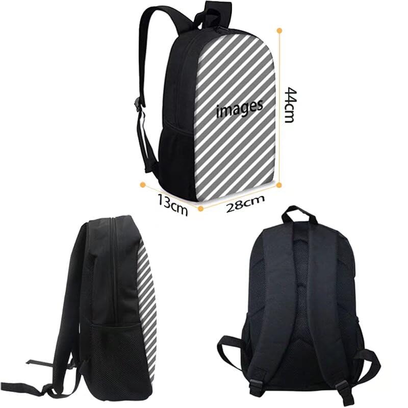 AMZPrint 3-in-1 Ice Hockey School Backpack Set - 17 Inch Black Student Backpack with Insulated Lunch Box & Pencil Case - Perfect for School, Sports & Travel