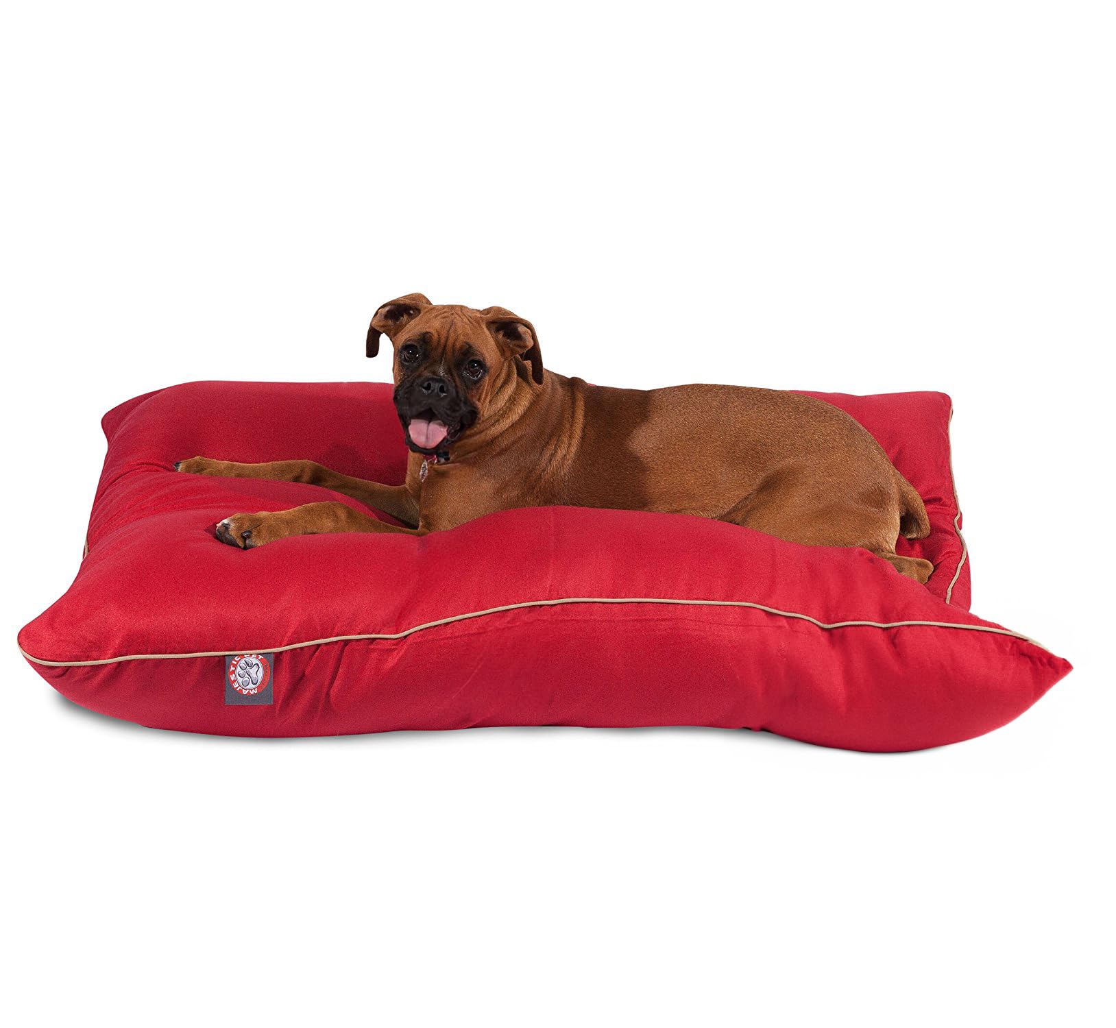 Majestic Pet Large Washable Dog Bed - Non-Slip Orthopedic Crate Mat for Medium & Large Breeds (46x35 Inch) - Red Plush Kennel Bed for Sleeping, Lounging & Travel - Perfect for Dogs Up to 100 lbs - Durable Pet Bed for Home, Office & Car Use