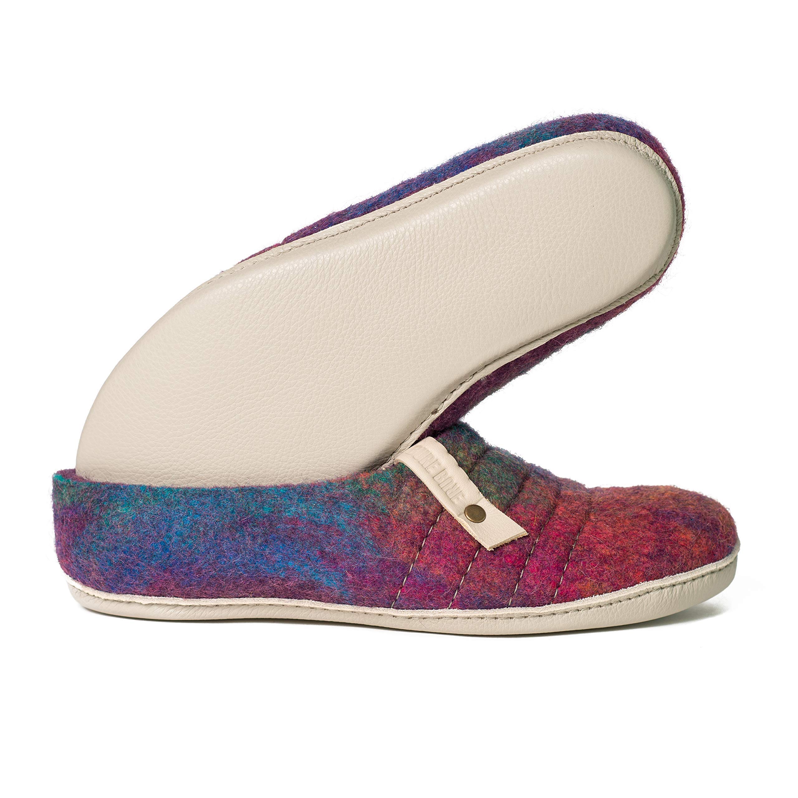 Cozy Felted Wool Women's Slippers - Purple Rainbow Boiled Wool House Shoes for Indoor Comfort | Warm Winter Home Footwear for Relaxing & Lounging