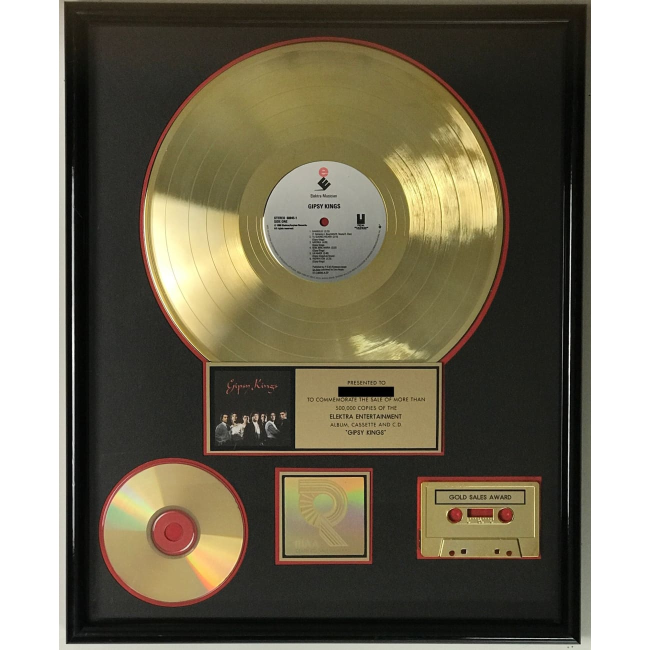 Gipsy Kings Self-Titled RIAA Gold Album Award - Certified Collectible Music Memorabilia for Fans & Display
