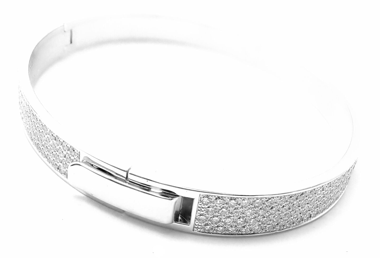 Authentic Hermes H D'Ancre 18k White Gold Diamond Small Bangle Bracelet - Luxury Jewelry for Women, Perfect Gift for Anniversary, Birthday & Special Occasions