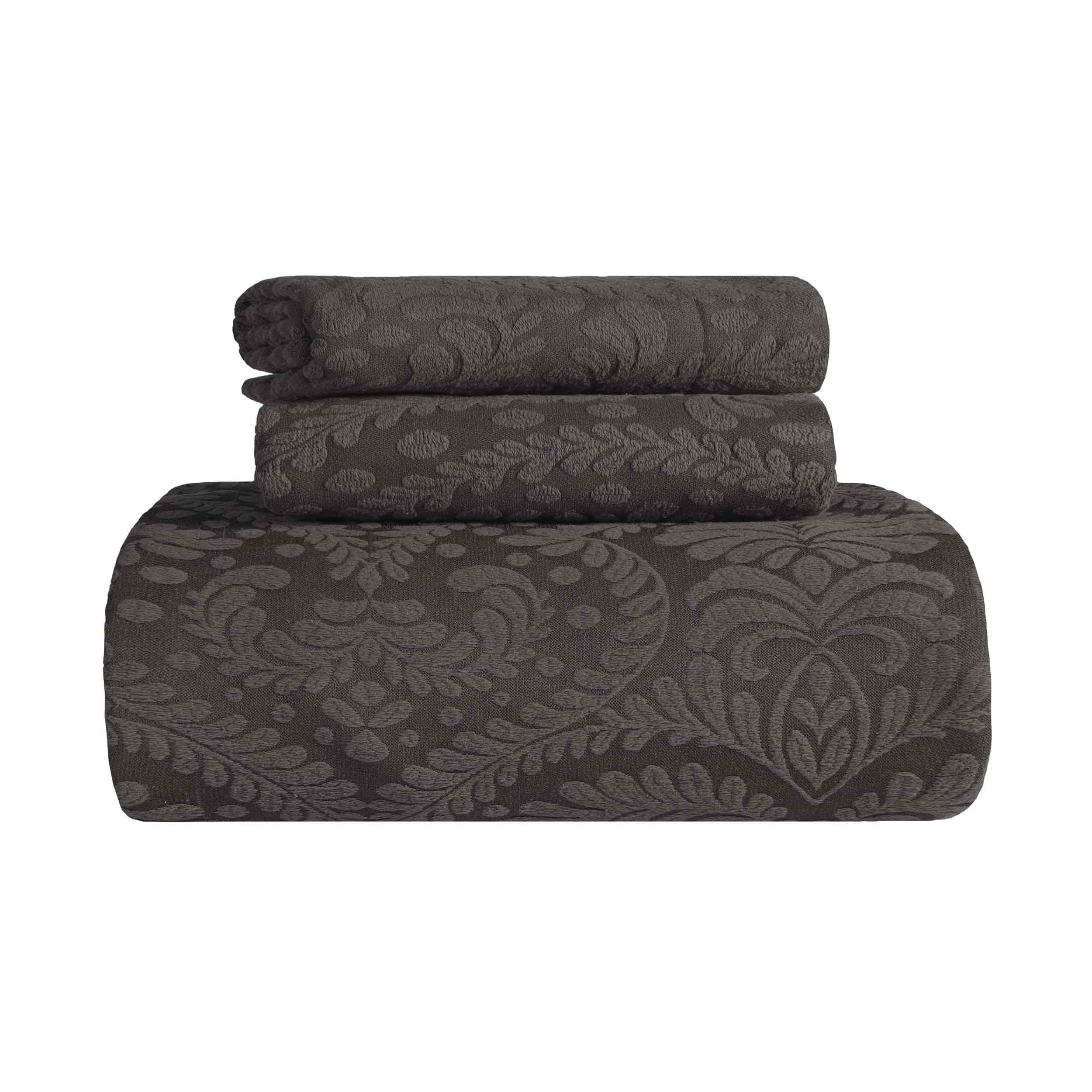 Premium Aspen Cotton Blend Jacquard Woven Floral Bedspread Set with Scalloped Edges - Queen Size Luxury Bedding for Master Bedroom & Guest Room Decor