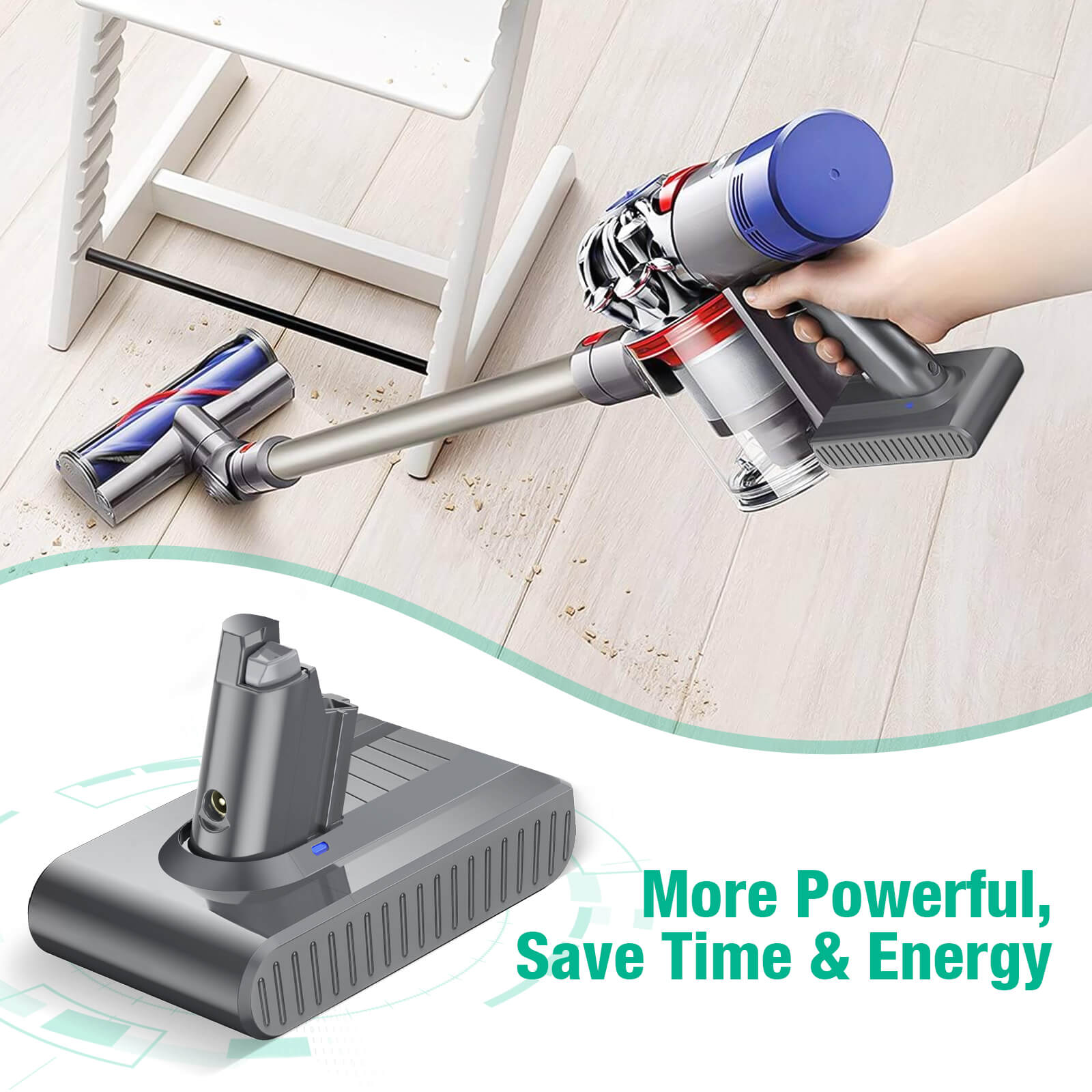Dyson V6 Battery 4.5Ah Replacement for Cordless Vacuum Cleaners - Compatible with V6 Absolute, Animal, Motorhead - Long-Lasting Power for Home Cleaning