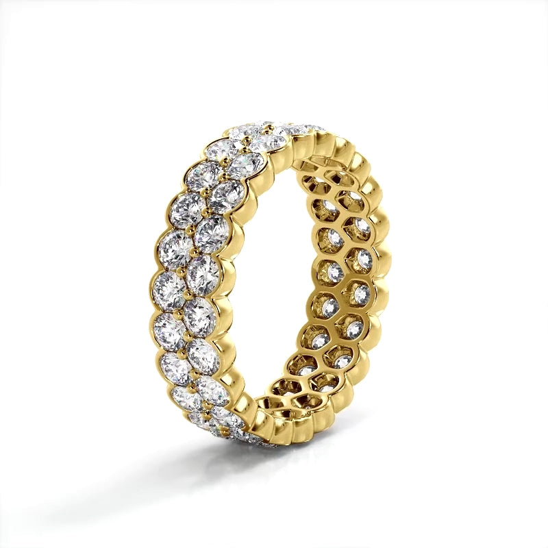 2.26 Carat Round Diamond Double Row Wedding Band Ring - Elegant Bridal Jewelry for Engagement, Anniversary & Special Occasions