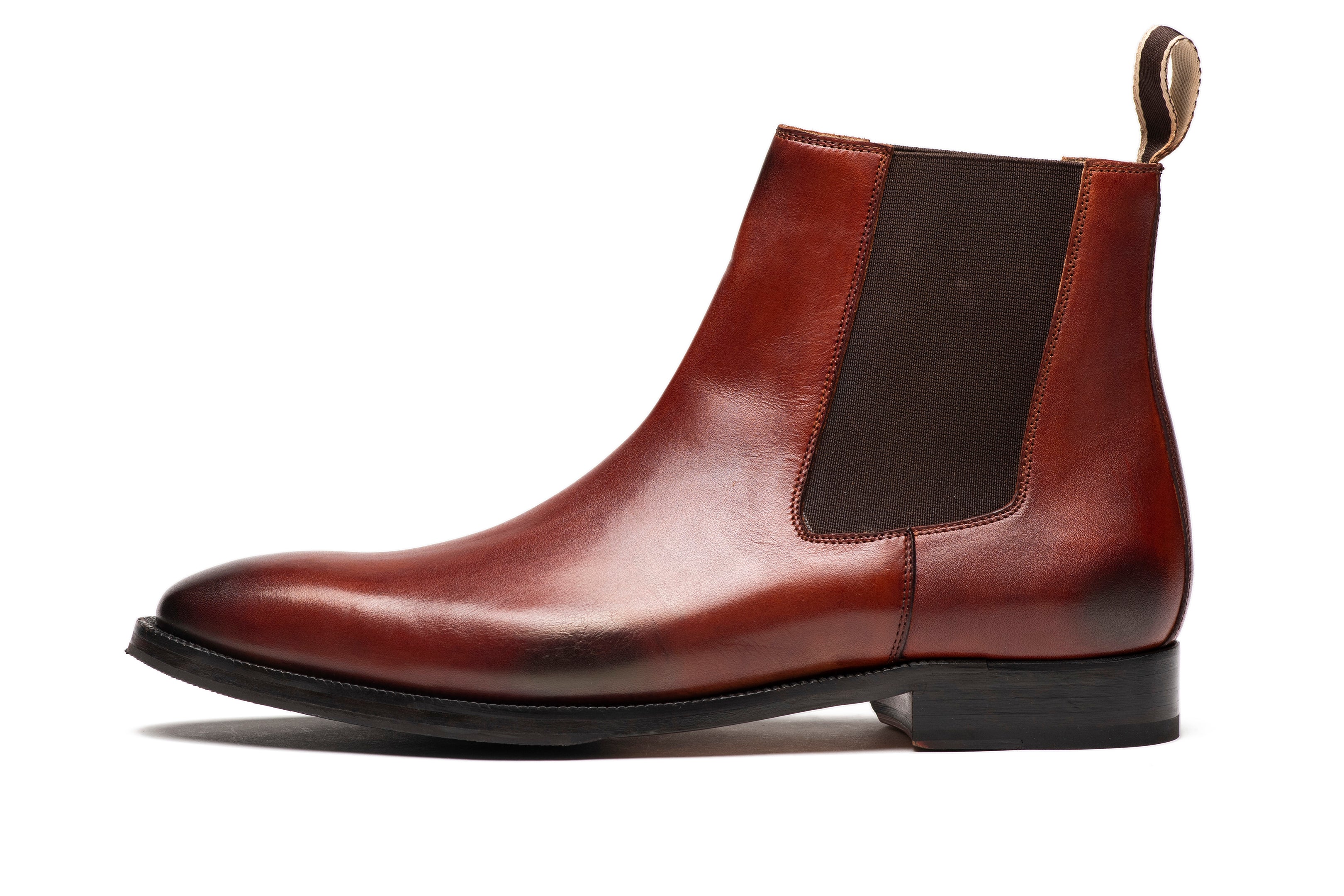 Premium Chisel Toe Chelsea Boots for Men - Dark Cognac Leather Ankle Boots | Comfortable & Stylish for Work, Casual Outfits & Date Nights
