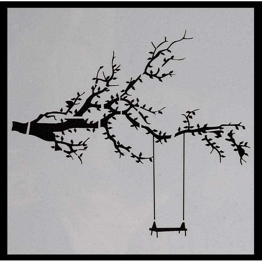 5x5 Inch Branch with Swing Pattern Reusable Stencil for DIY Crafts, Wood Signs, and Home Decor - Bakell® | Perfect for Painting, Scrapbooking, and Wall Art Projects