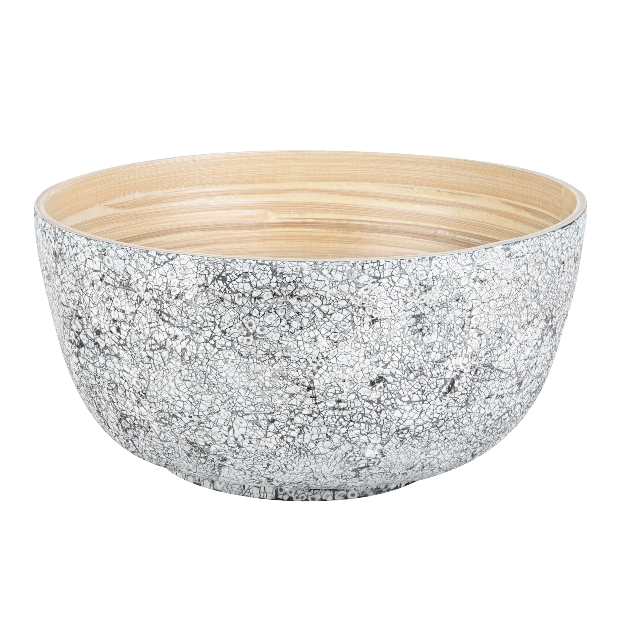Premium 30oz Round Gray Bamboo Salad Bowl - Eco-Friendly Spun Bamboo Large Serving Bowl (11