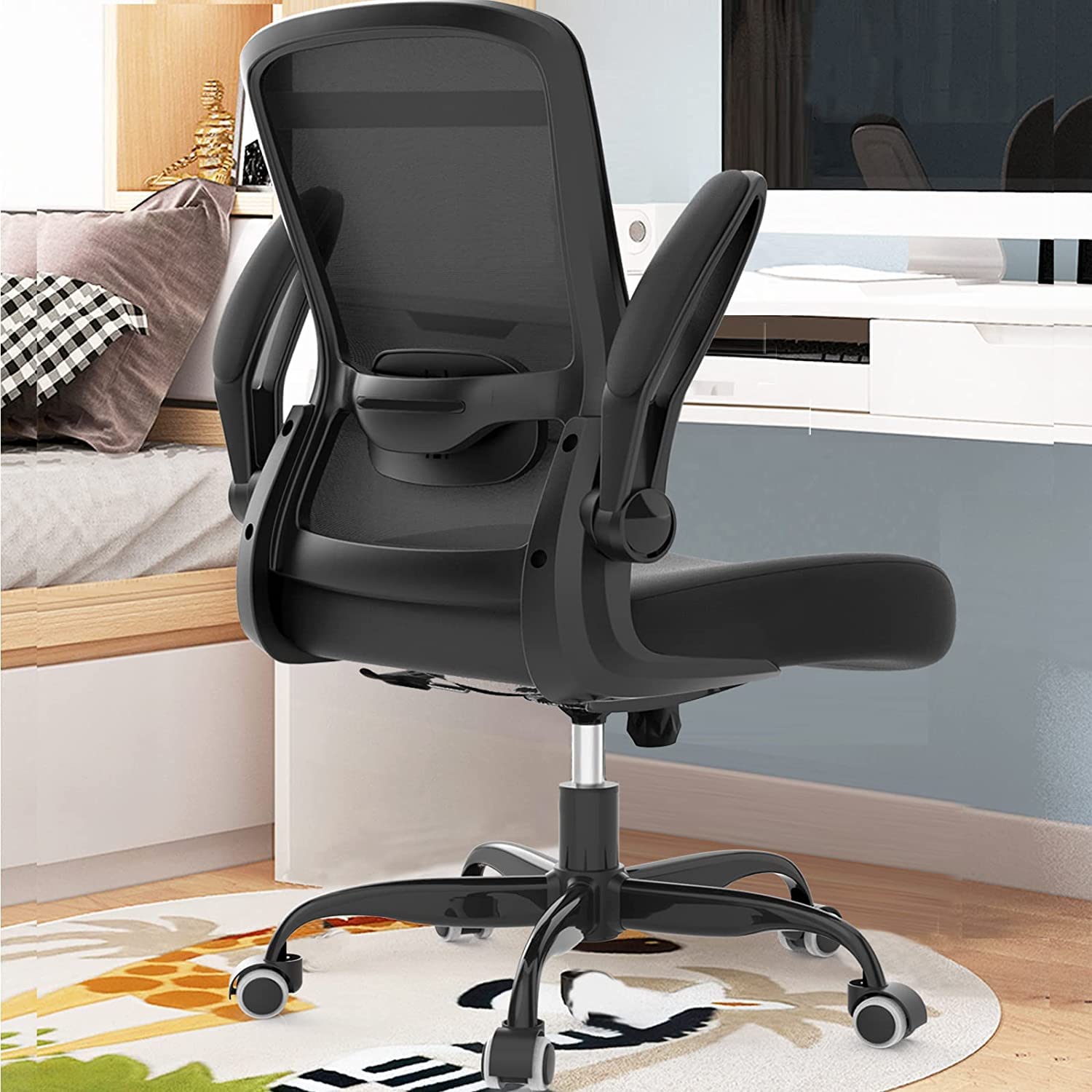Ergonomic Office Chair with Adjustable Lumbar Support - High Back Mesh Computer Desk Chair with Flip-Up Armrests, BIFMA Certified - Perfect for Home Office, Gaming & Workspace Comfort