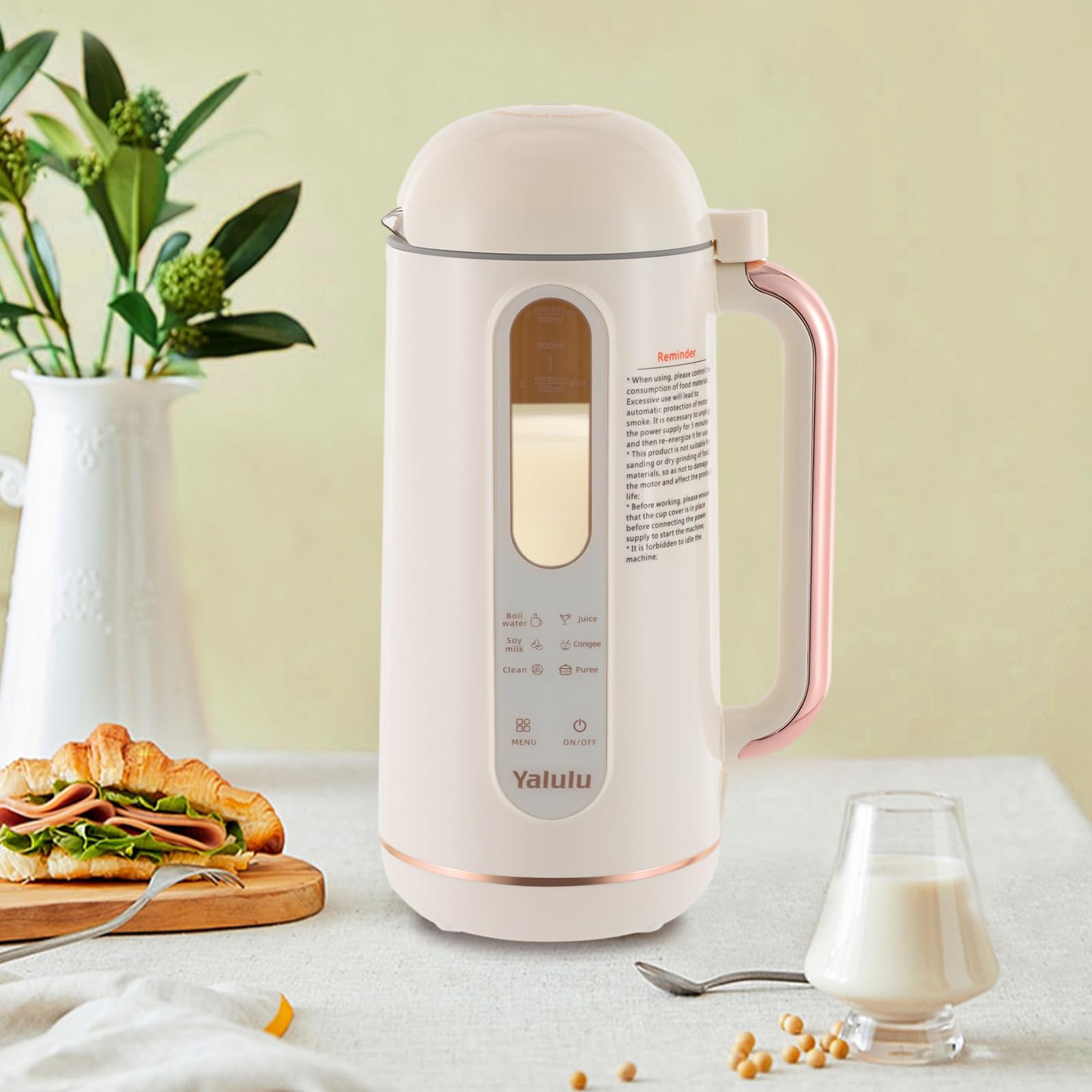 Smart Automatic Nut Milk Maker Machine - 30Oz/900mL, Multi-Functional with Mesh Strainer, Boil Water & Keep Warm, Free Filtering & Self Cleaning, for Cold/Hot Homemade Almond, Soy, Oat Milk - Perfect for Vegan, Keto & Healthy Lifestyle in Kitchen