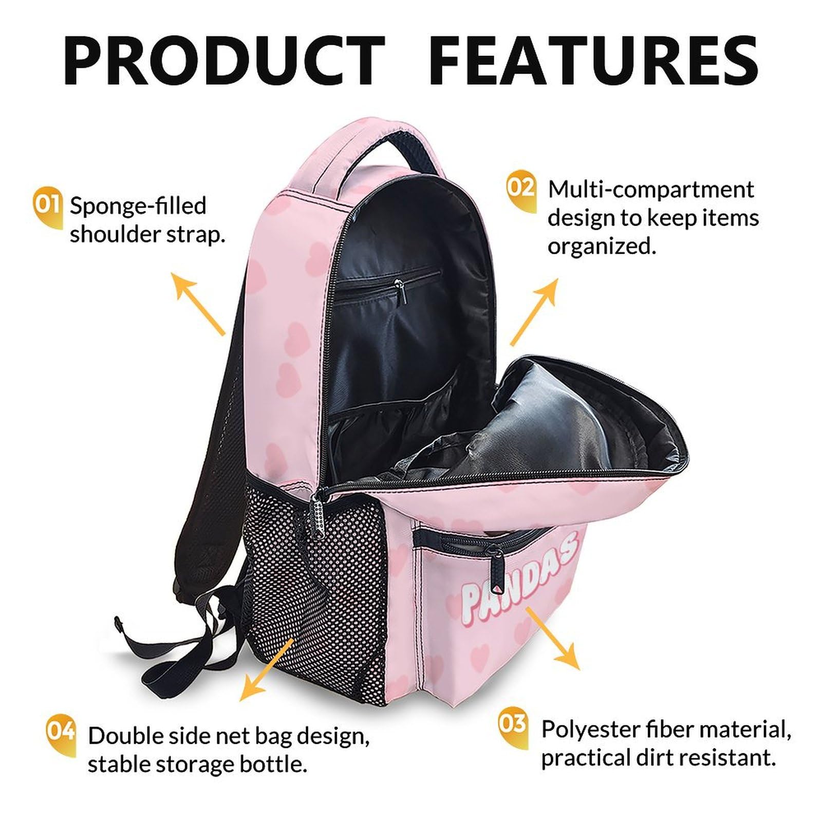 Cute Panda Backpack for Girls - 17 Inch Lightweight School Bookbag for Kids & Teens - Perfect for School, Travel, and Daily Use