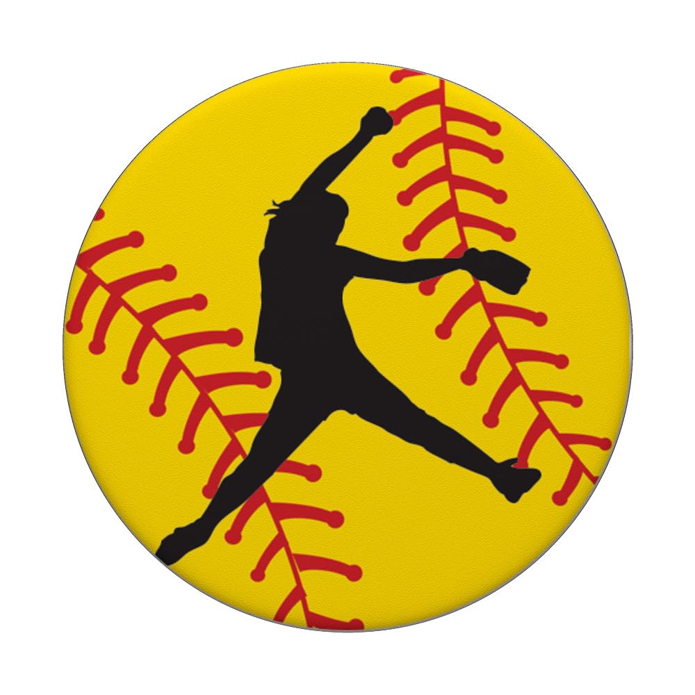Softball Pitcher PopSockets PopGrip: Swappable Phone & Tablet Grip with Adhesive Backing - Perfect for Fans, Players, and Everyday Use