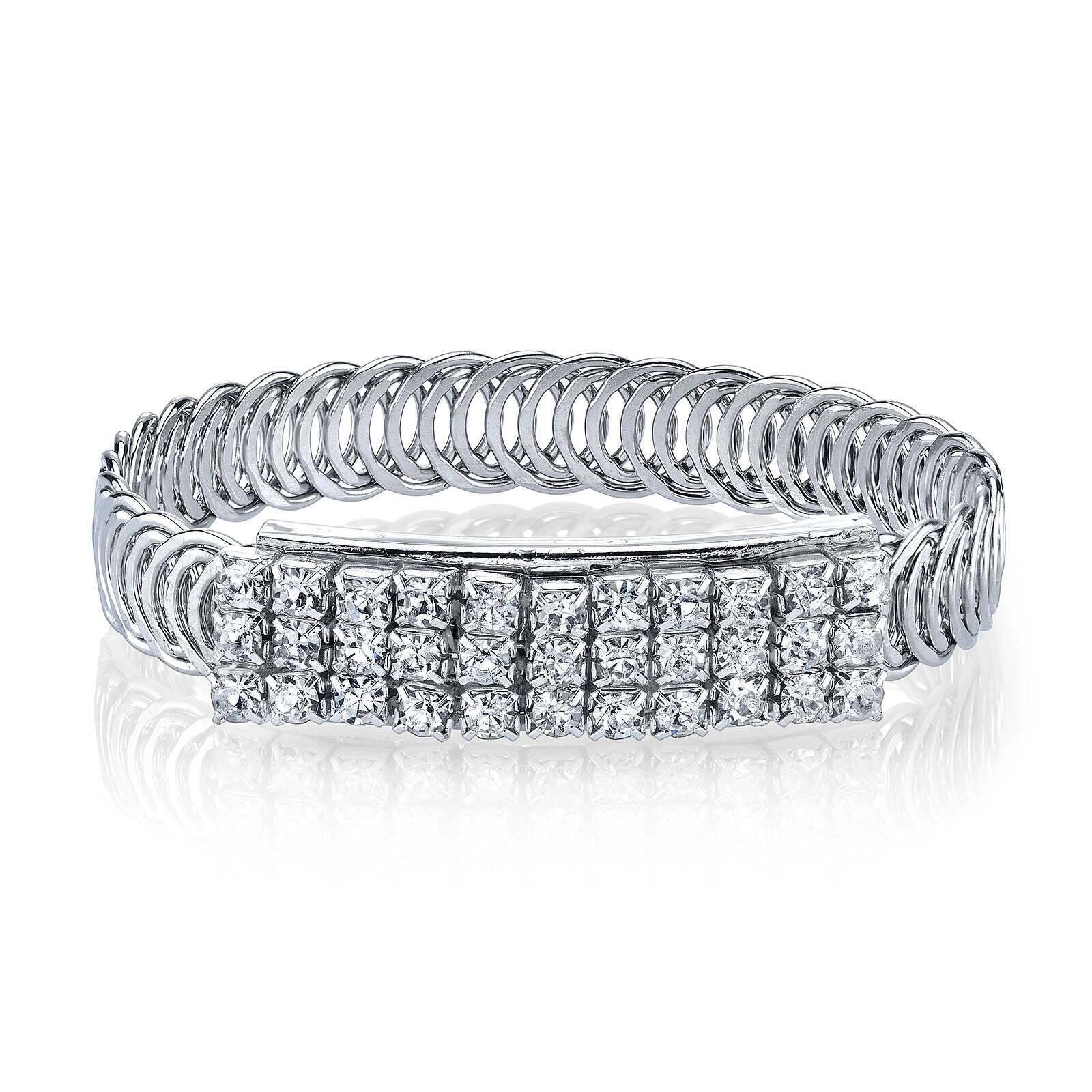 1928 Clear Crystal Rhinestone Slim Belt Bracelet for Women - Elegant Fashion Accessory for Parties, Weddings & Special Occasions