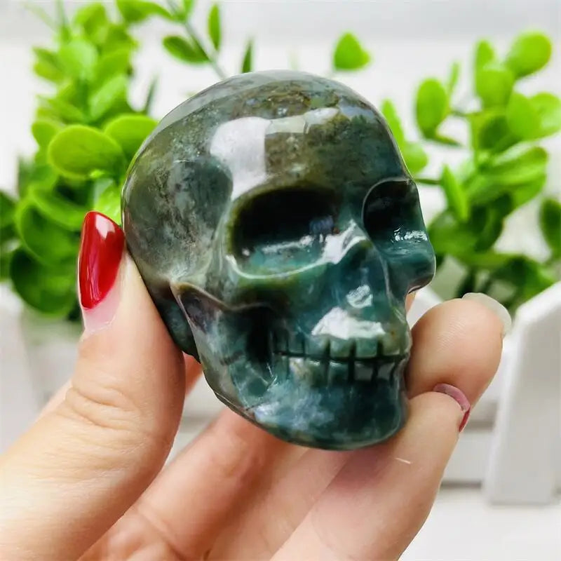 2 Inch Natural Ocean Jasper Skull Carving Sculpture - Healing Gemstone Crystal Crafts for Home Decor, Meditation & Spiritual Healing | Unique Gift Idea for Crystal Collectors